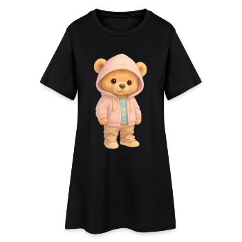 Ours à capuche mignon - Robe T-shirt Femme - noir - Devant