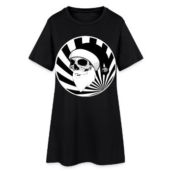 Skull Santa Claus Christmas Black White - Women’s T-Shirt Dress - black - Front
