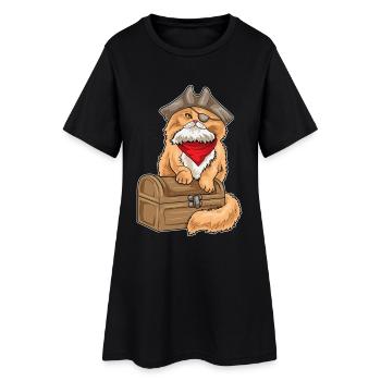 Coffre au trésor pirate du chat persan - Robe T-shirt Femme - noir - Devant