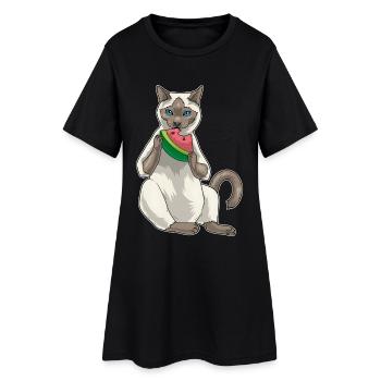 Siamese Cat Watermelon - Women’s T-Shirt Dress - black - Front