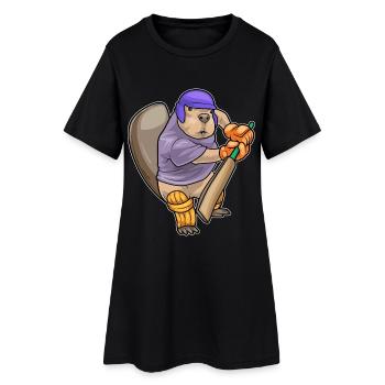 Biber Cricket Cricketschläger - Frauen T-Shirt-Kleid - Schwarz - Vorne