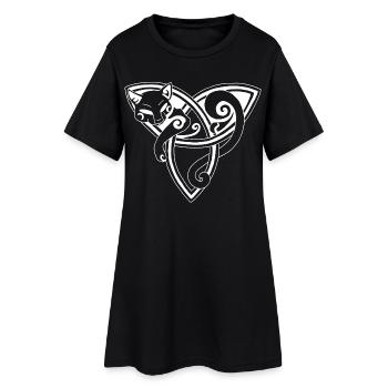 Le chat celte se repose (blanc) - Robe T-shirt Femme - noir - Devant