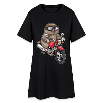 Moto taupe - Robe T-shirt Femme - noir - Devant