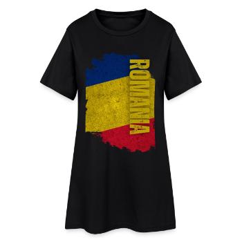 Drapeau de la Roumanie vertical, Maître Roumanie - Robe T-shirt Femme - noir - Devant
