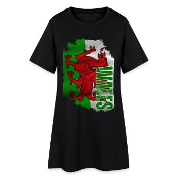 Drapeau gallois vertical, fierté galloise - Robe T-shirt Femme - noir - Devant