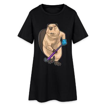 Biber Feldhockey Hockeyschläger - Frauen T-Shirt-Kleid - Schwarz - Vorne