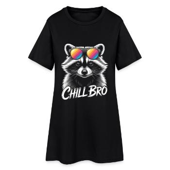 Waschbär Chill Bro Shirt Racoon - Frauen T-Shirt-Kleid - Schwarz - Vorne