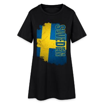 Drapeau vertical de la Suède, j’adore la Suède - Robe T-shirt Femme - noir - Devant