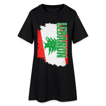 Vertical Lebanon Flag, I Love Lebanon - Women’s T-Shirt Dress - black - Front