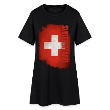 Drapeau vertical de la Suisse, j’aime la Suisse - Robe T-shirt Femme - noir - Devant