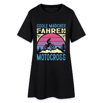 Motocross Geschenk Coole Mädchen Spruch Bikerin - Frauen T-Shirt-Kleid - Schwarz - Vorne