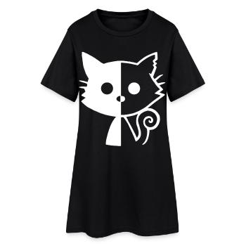 Chaton blanc yin et yang - Robe T-shirt Femme - noir - Devant