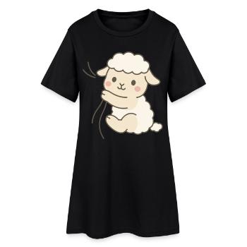 Câlin Agneau Amour - Robe T-shirt Femme - noir - Devant