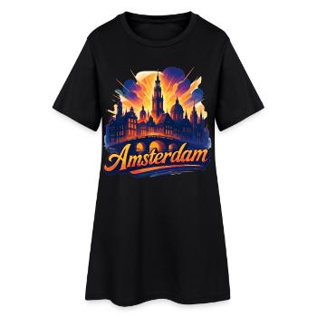 Amsterdam Hauptstadt Niederlande Holland Geschenk - Frauen T-Shirt-Kleid - Schwarz - Vorne