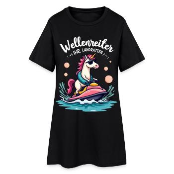 Cavalier de vague licorne rose - Robe T-shirt Femme - noir - Devant