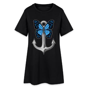 Schmetterling Anker - Frauen T-Shirt-Kleid - Schwarz - Vorne