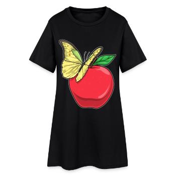 Schmetterling Apfel  - Frauen T-Shirt-Kleid - Schwarz - Vorne