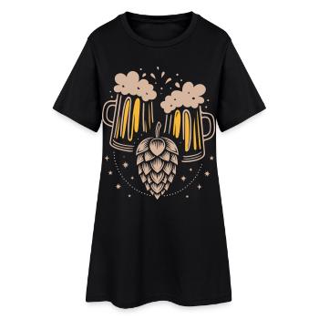 Bierkrüge & Hopfen - Bier Design für Feierlaune - Frauen T-Shirt-Kleid - Schwarz - Vorne