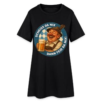 SCHEISS DA NIX DANN FEID DA NIX! - Frauen T-Shirt-Kleid - Schwarz - Vorne