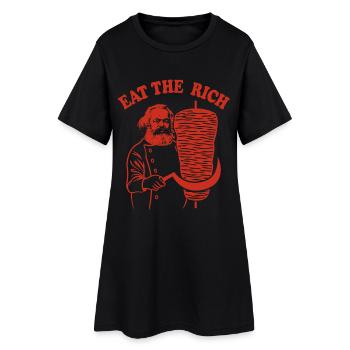 Eat the rich - Karl Marx Cartoon - Döner Kebab - Frauen T-Shirt-Kleid - Schwarz - Vorne