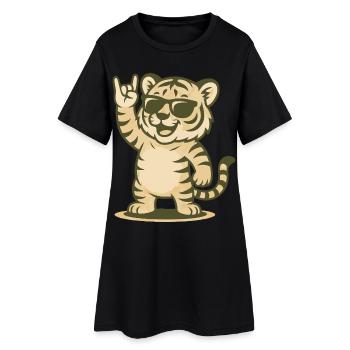 Tigre Rock’n’Roar - Robe T-shirt Femme - noir - Devant