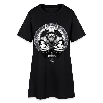 Nordische Mythologie Wikinger Krieger Valhalla - Frauen T-Shirt-Kleid - Schwarz - Vorne