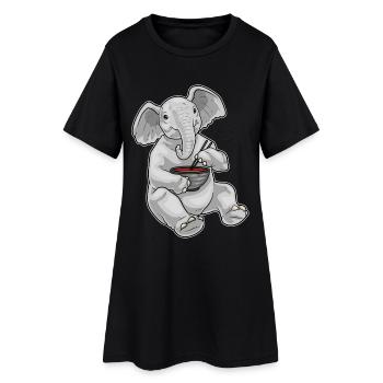 Elefant Koch Ramen Kochen - Frauen T-Shirt-Kleid - Schwarz - Vorne