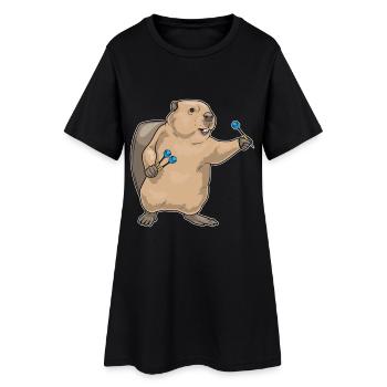 Biber Dart Dartpfeil - Frauen T-Shirt-Kleid - Schwarz - Vorne