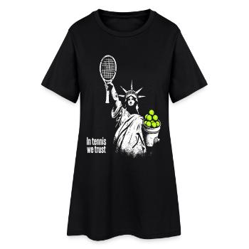 Conception de la Statue de la Liberté « Dans le tennis, nous avons confiance » - Robe T-shirt Femme - noir - Devant