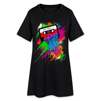 The 90s Sound - Graffiti Cassette Colorful Neon - Women’s T-Shirt Dress - black - Front