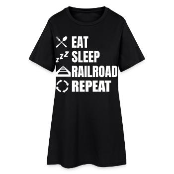 Manger dormir Chemin de fer Répéter - Robe T-shirt Femme - noir - Devant
