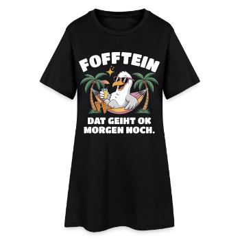 Fofftein Möwe – Norddeutscher Chill Spruch - Frauen T-Shirt-Kleid - Schwarz - Vorne