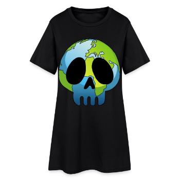 Crâne de la planète Terre - Robe T-shirt Femme - noir - Devant