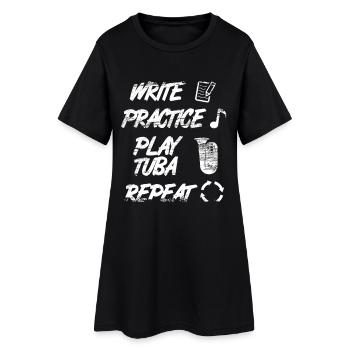 Writing Practice Playing the Tuba Repeat - Women’s T-Shirt Dress - black - Front