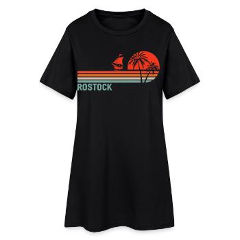 Rostocker Sunset Vibes - Frauen T-Shirt-Kleid - Schwarz - Vorne