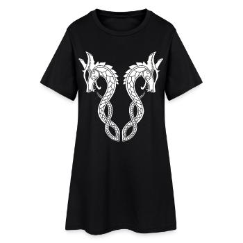 Dragon blanc à deux têtes - Robe T-shirt Femme - noir - Devant