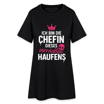 Ich Bin Die Chefin dieses Verrückten Haufens - Frauen T-Shirt-Kleid - Schwarz - Vorne