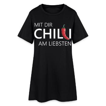 mit dir chilli am liebsten chili chillen - Frauen T-Shirt-Kleid - Schwarz - Vorne