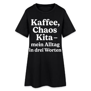 Kaffee Chaos Kita (weiß) - Frauen T-Shirt-Kleid - Schwarz - Vorne