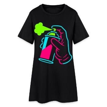 Boîte à graffitis dans le style pop art - Robe T-shirt Femme - noir - Devant