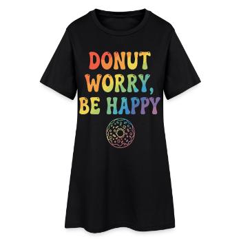 Donut Worry, Be Happy – Donut - Robe T-shirt Femme - noir - Devant