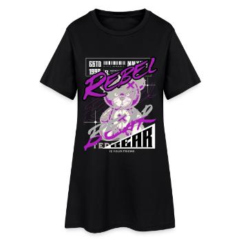 Rebel Bear Streetwear Chemise Graffiti Teddy Bär - Robe T-shirt Femme - noir - Devant