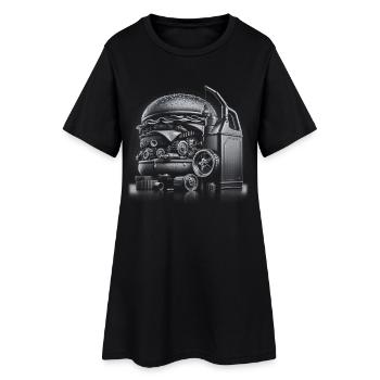 T-shirt d’illustration de food truck vintage - Robe T-shirt Femme - noir - Devant