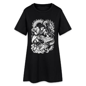 Chemise de samouraï : Dragons dansant toute la nuit de la fête - Robe T-shirt Femme - noir - Devant