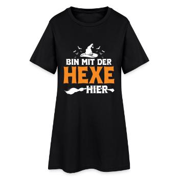 Bin Mit Der Hexe Hier Halloween - Frauen T-Shirt-Kleid - Schwarz - Vorne