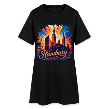 Hamburg City Silhouette Pearl on the Water Gift - Women’s T-Shirt Dress - black - Front