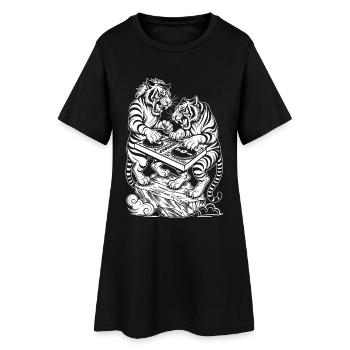 Techno DJ Shirt: Raver Tiger in Electro Vibes - Women’s T-Shirt Dress - black - Front