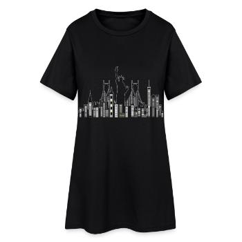 New York skyscraper with Statue of Liberty - Women’s T-Shirt Dress - black - Front