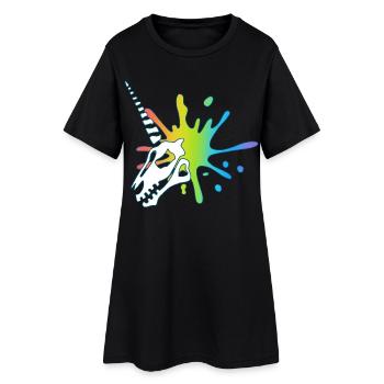 Unicorn skull and multicolored explosion - Women’s T-Shirt Dress - black - Front