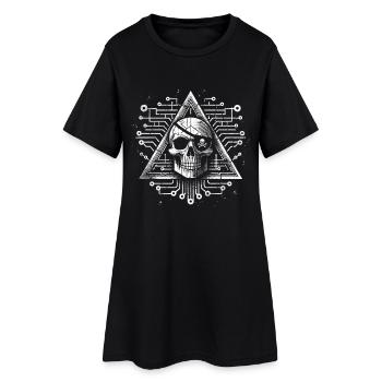 Digital Skull Triangle Design - Women’s T-Shirt Dress - black - Front